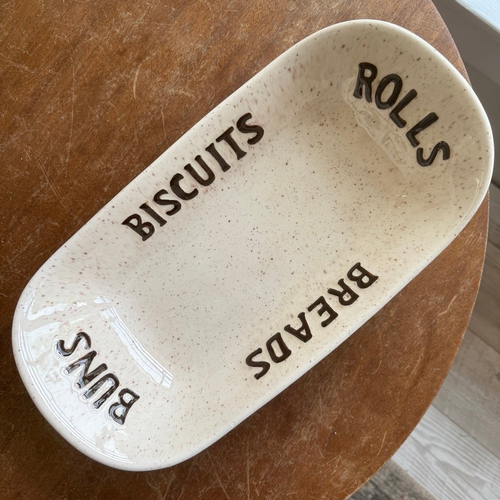 Ceramic Bread Buns Rolls Biscuits VTG 80's Serving Dish Country Cottage Core
